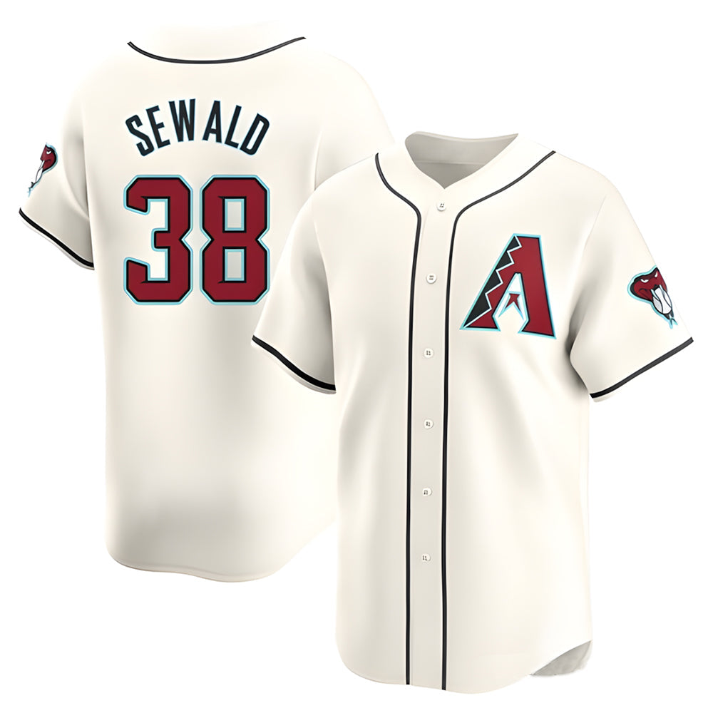 tocy A.Diamondbacks #38 Paul Sewald Player White Limited Home Stitched Jersey