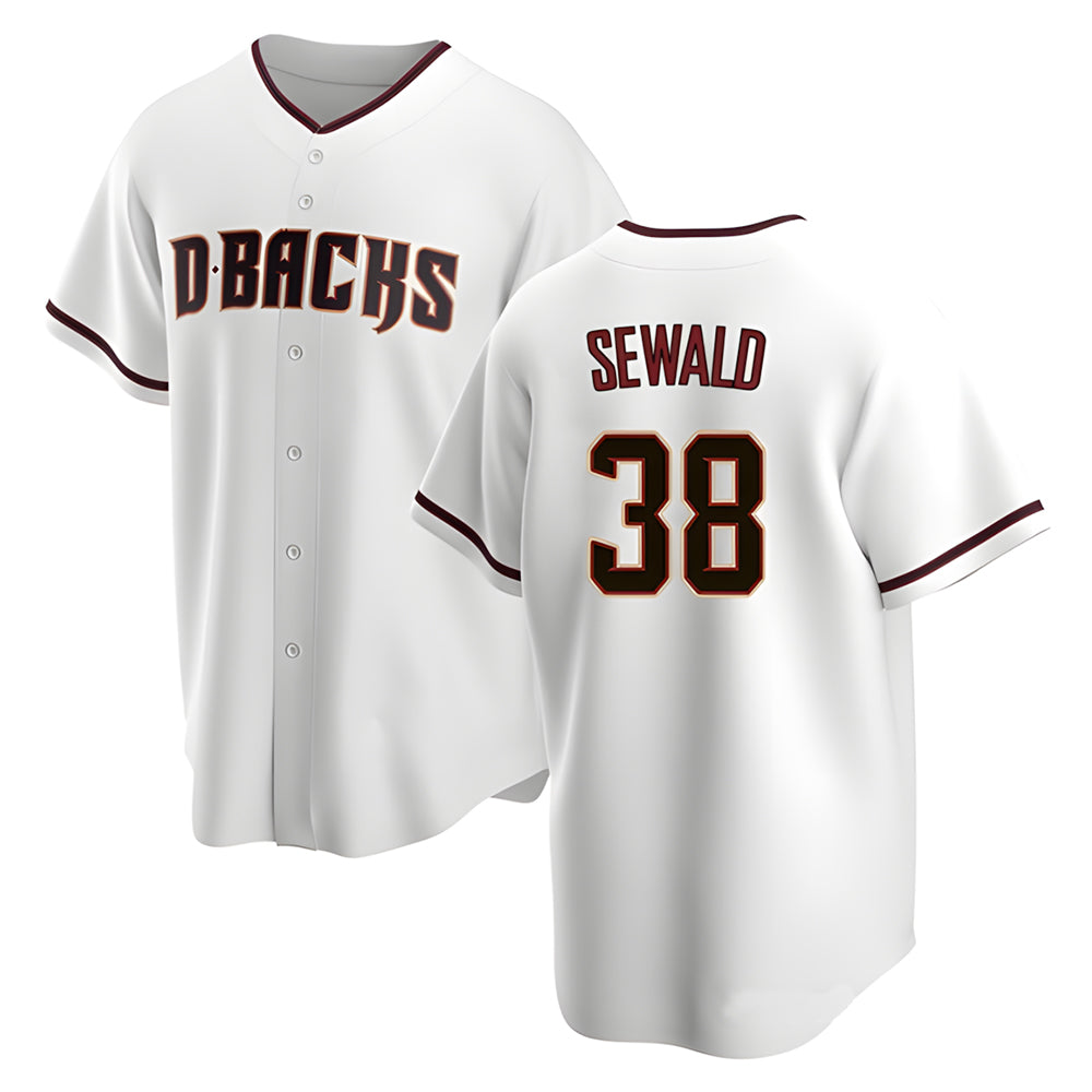 tocy A.Diamondbacks #38 Paul Sewald Player White Replica Home Stitched Jersey