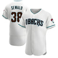 tocy A.Diamondbacks #38 Paul Sewald Player White Teal Authentic Alternate Stitched Jersey