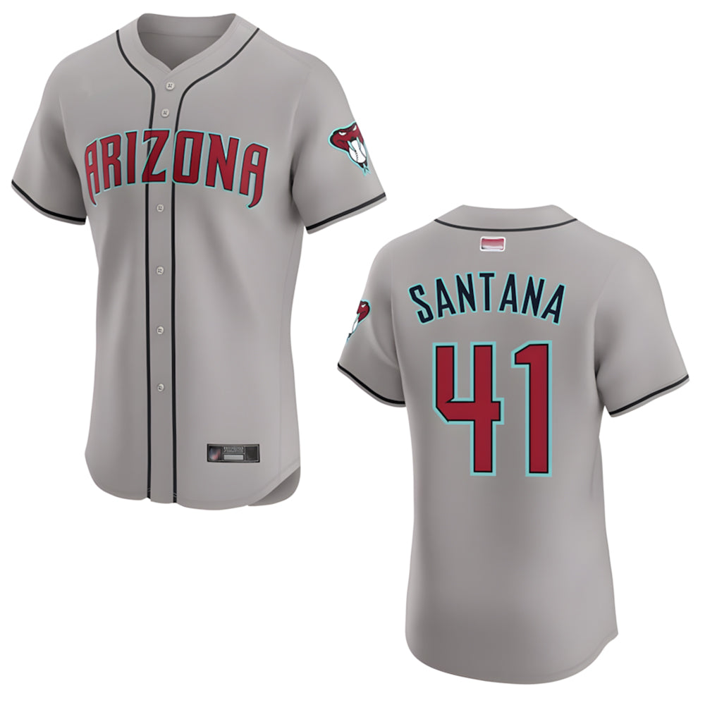 tocy A.Diamondbacks #41 Carlos Santana Player Gray game time Stitched Jersey