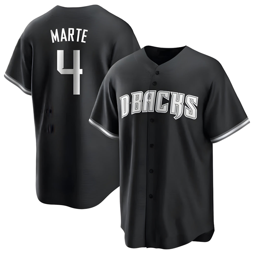 tocy A.Diamondbacks #4 Ketel Marte Player Black Pointed collar Replica Game Stitched Jerseys