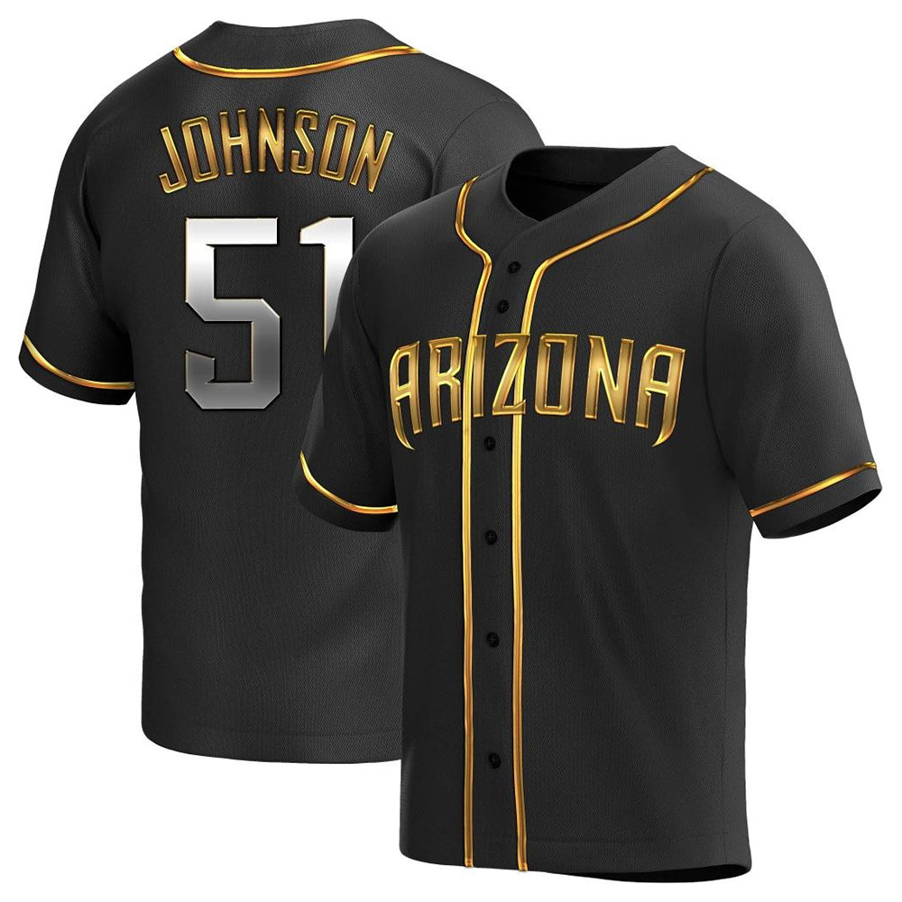 tocy A.Diamondbacks #51 Randy Johnson Player Black Golden Replica Alternate Stitched Jerseys