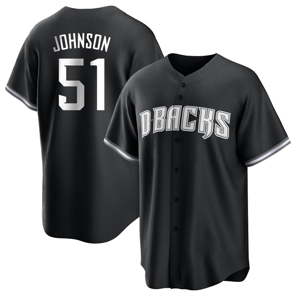 tocy A.Diamondbacks #51 Randy Johnson Player Black White Replica Alternate Stitched Jerseys