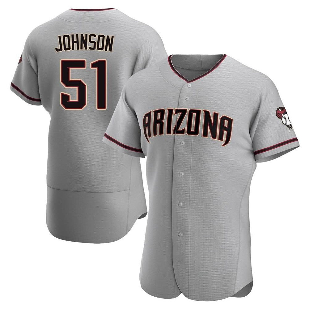 tocy A.Diamondbacks #51 Randy Johnson Player Gray Authentic Road Stitched Jerseys