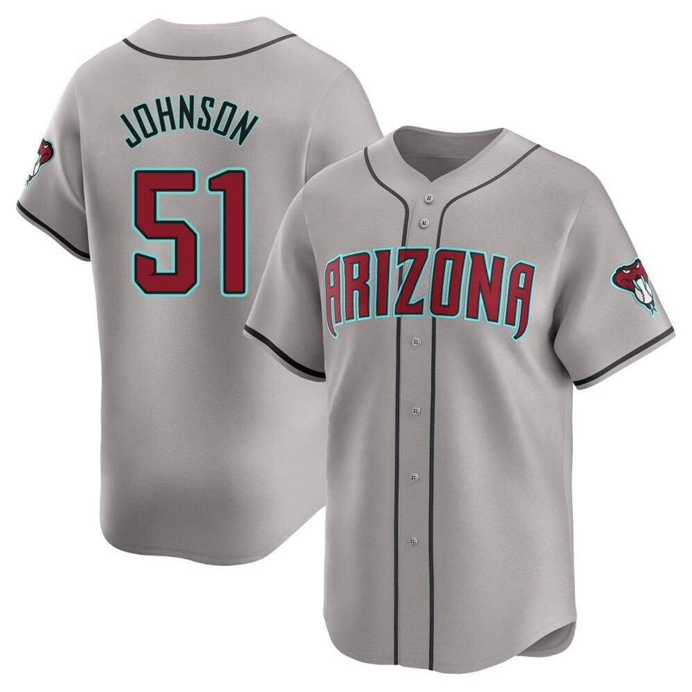 tocy A.Diamondbacks #51 Randy Johnson Player Gray Limited Away Stitched Jerseys