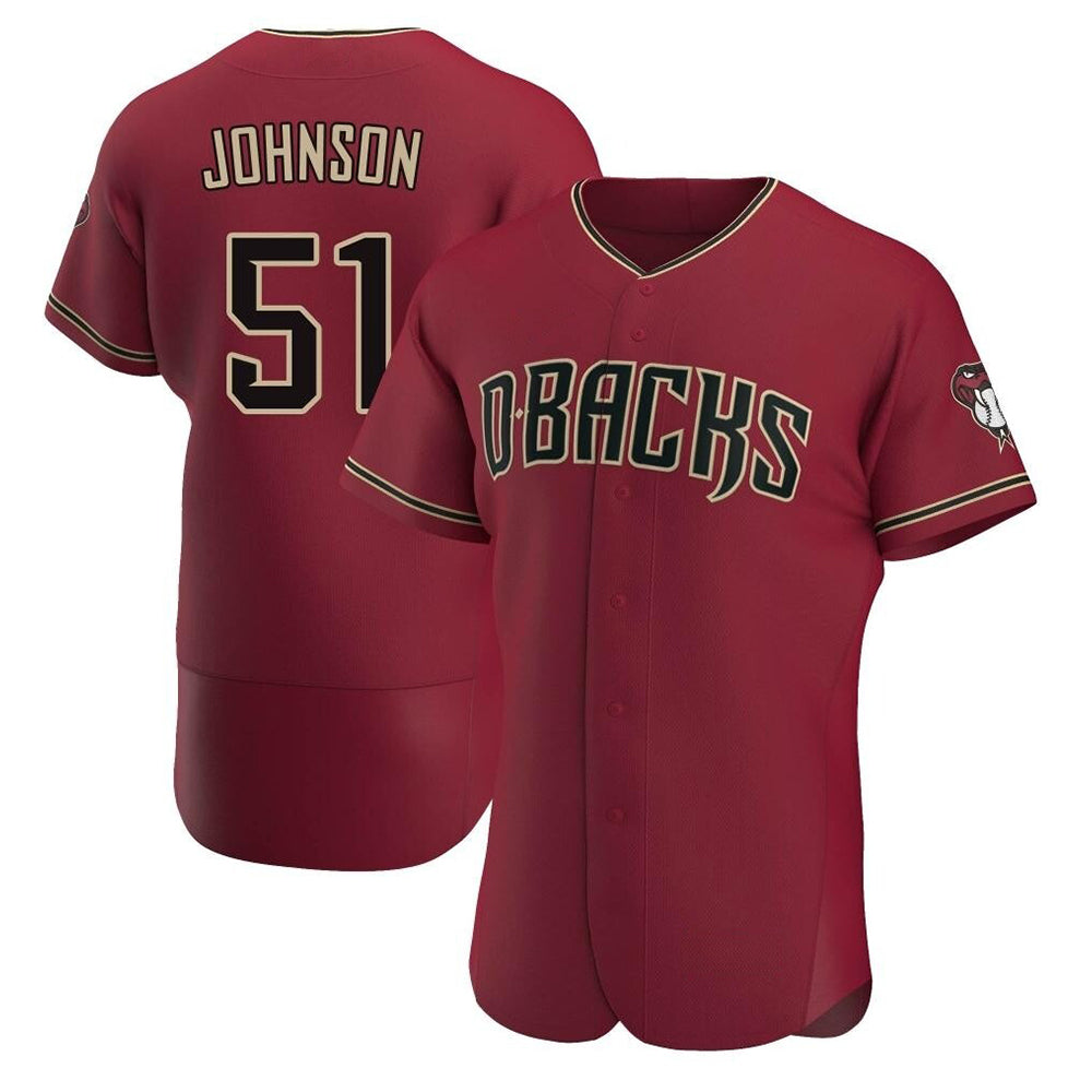 tocy A.Diamondbacks #51 Randy Johnson Red Authentic Crimson Alternate Stitched Jerseys