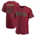 tocy A.Diamondbacks #51 Randy Johnson Red Authentic Crimson Alternate Stitched Jerseys