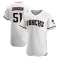 tocy A.Diamondbacks #51 Randy Johnson White Authentic Crimson Home Stitched Jerseys