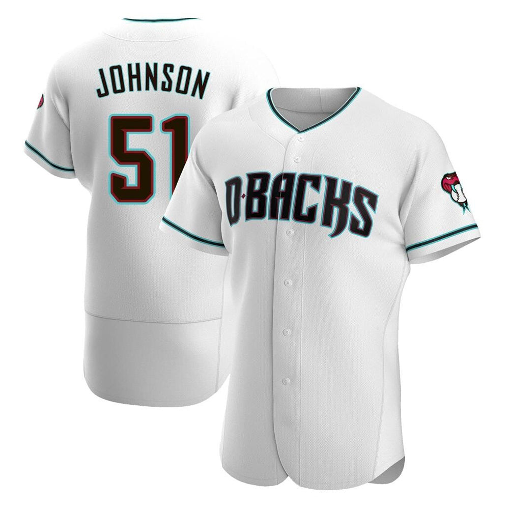 tocy A.Diamondbacks #51 Randy Johnson White Teal Alternate Authentic Stitched Jerseys