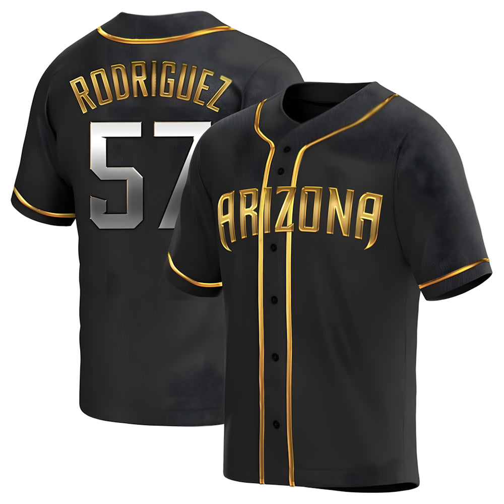 tocy A.Diamondbacks #57 Eduardo Rodriguez Player Black Golden Replica Alternate Stitched Jersey