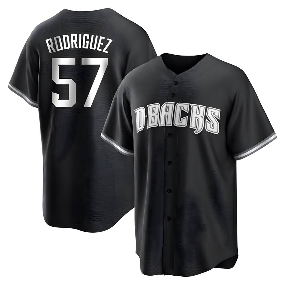 tocy A.Diamondbacks #57 Eduardo Rodriguez Player Black White Replica Alternate Stitched Jersey