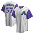 tocy A.Diamondbacks #57 Eduardo Rodriguez Player  Cream Purple Replica Alternate Cooperstown Collection Stitched Jersey