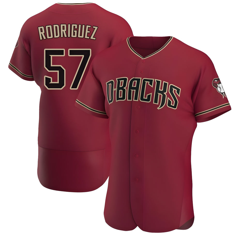 tocy A.Diamondbacks #57 Eduardo Rodriguez Player Red Authentic Crimson Stitched Jersey