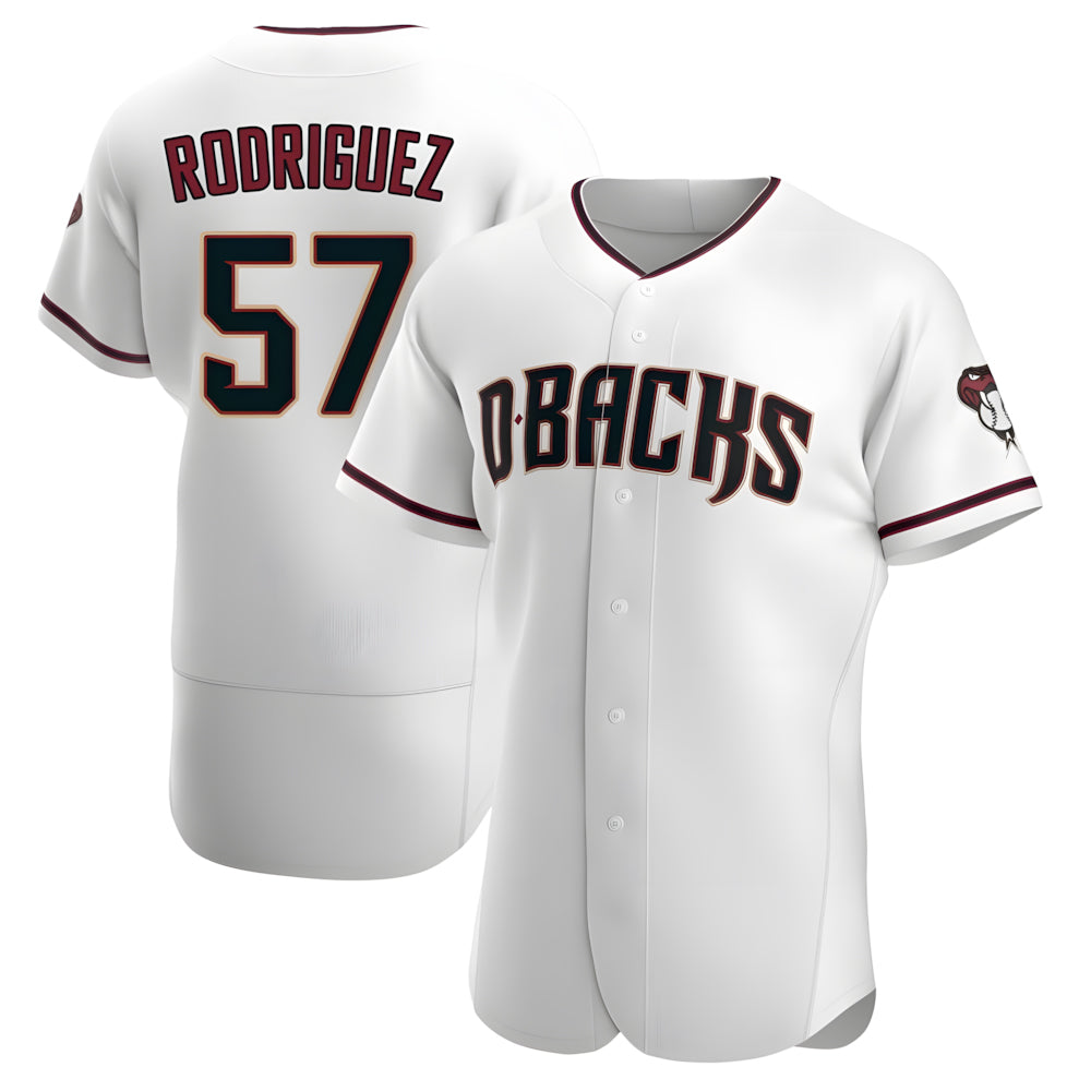 tocy A.Diamondbacks #57 Eduardo Rodriguez Player White Crimson Home Stitched Jersey