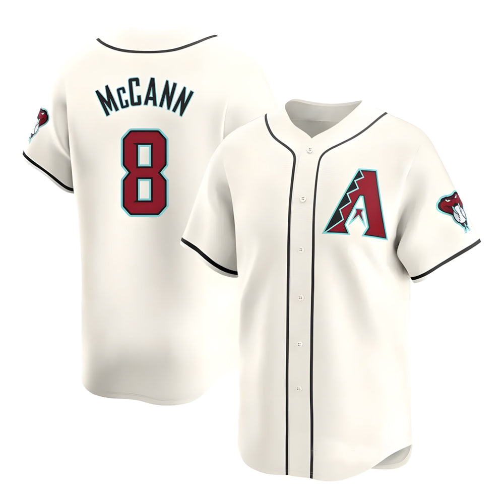 tocy A.Diamondbacks #8 James McCann Player White Red Limited Home Stitched Jersey