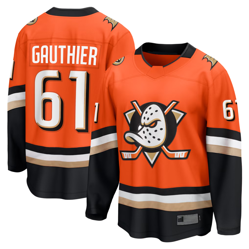 Tocy A.Ducks #61 Cutter Gauthier Orange Home Breakaway Jerseys