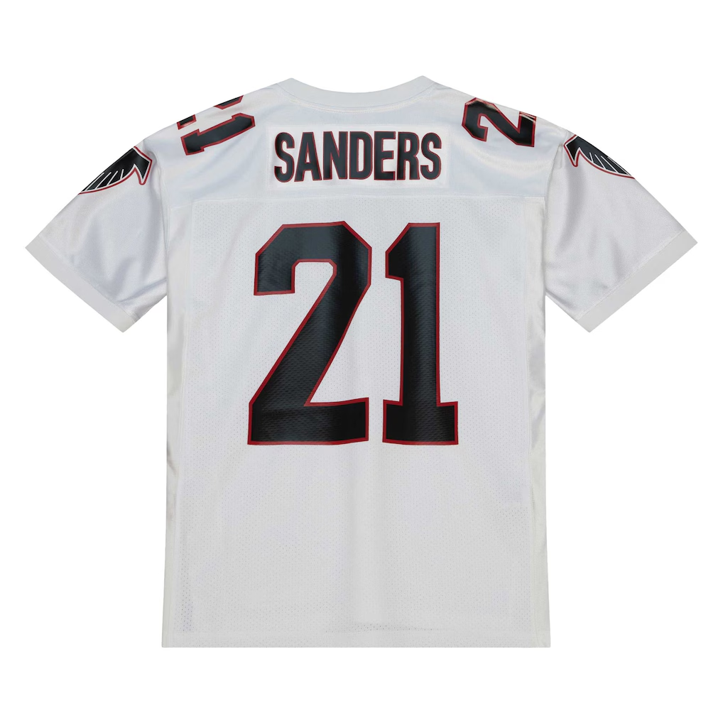 tocy A.Falcons 1991 #21 Deion Sanders Mitchell & Ness White Authentic Throwback Retired Player Stitched Puhic Jersey