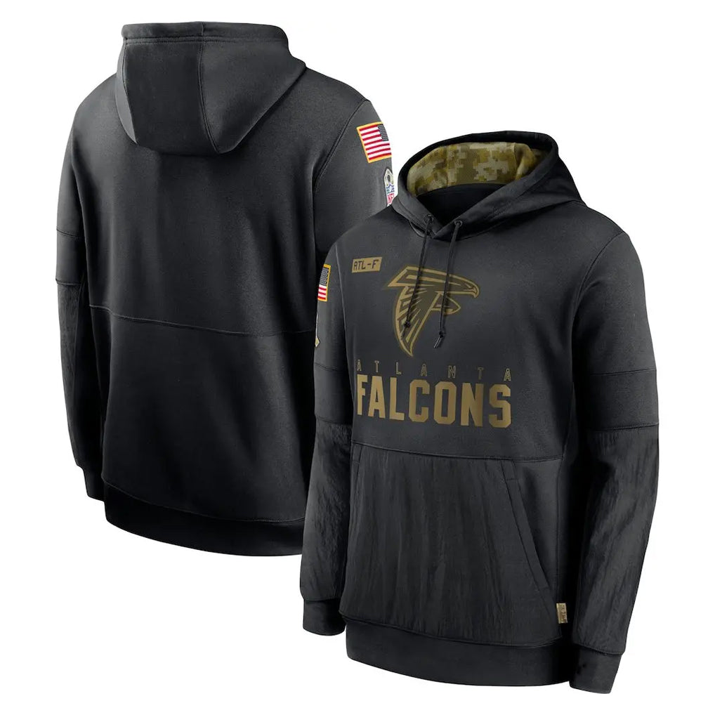 tocy A.Falcons Black Salute to Service Fleece Hoodie Blank Player Stitched Jerseys