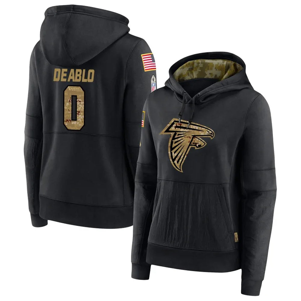 tocy A.Falcons #0 Divine Deablo Player Black Salute to Service Hoodies Stitched Jerseys