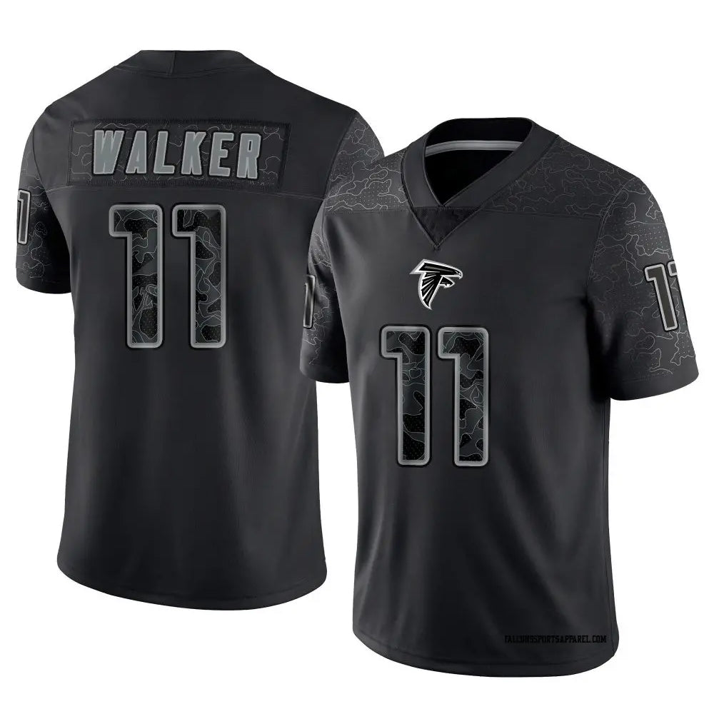 tocy A.Falcons #11 Jalon Walker Player Black RFLCTV Limited Stitched Jerseys