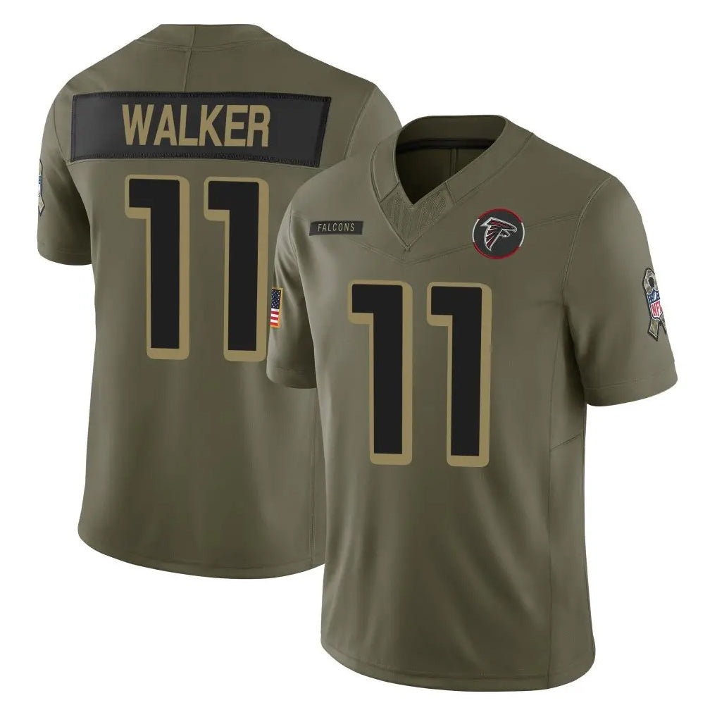 tocy A.Falcons #11 Jalon Walker Player Olive Salute To Service Limited Home Game Stitched Jerseys