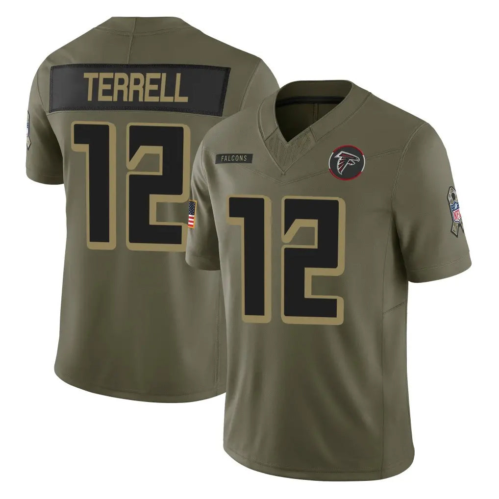 tocy A.Falcons #12 Avieon Terrell Player Olive Salute To Service Limited Home Game Stitched Jerseys