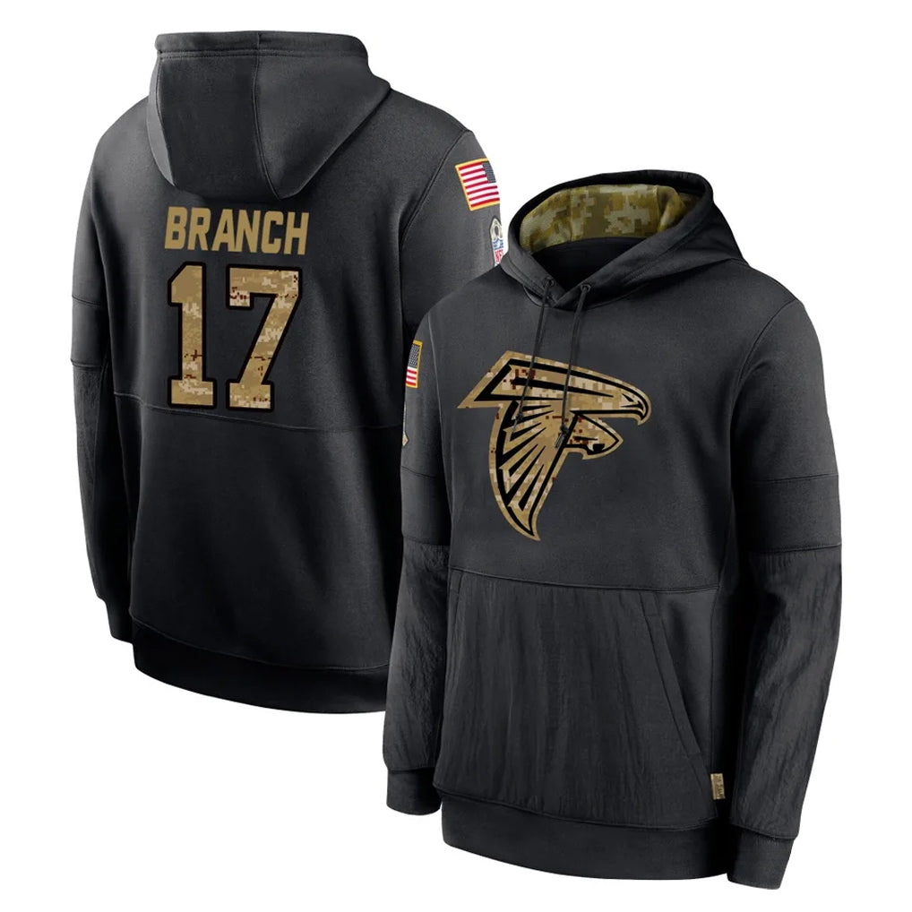 tocy A.Falcons #17 Zachariah Branch Player Black Salute to Service Limited Black Hoodie Stitched Jerseys