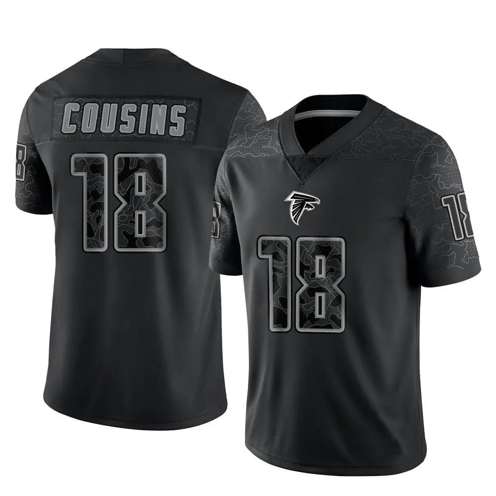 tocy A.Falcons #18 Kirk Cousins Player Black RFLCTV Limited Stitched Jerseys