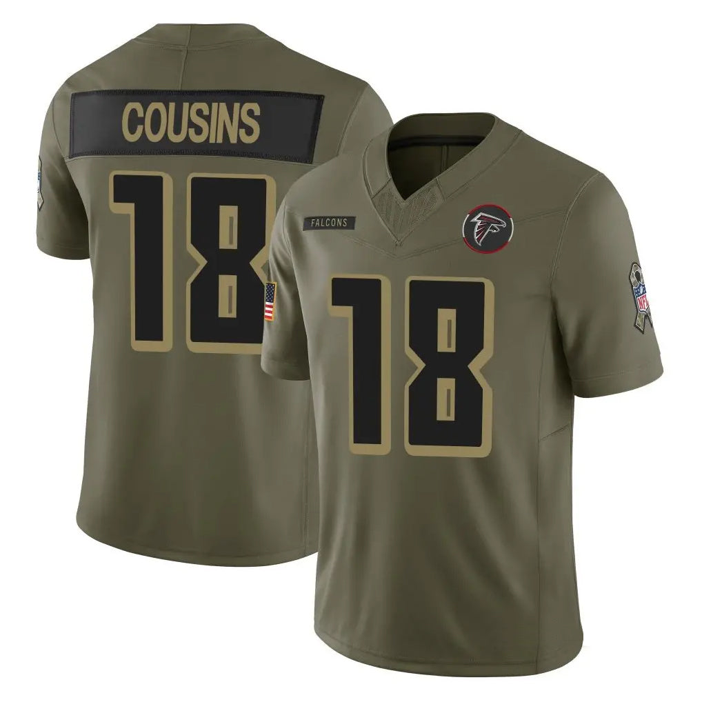 tocy A.Falcons #18 Kirk Cousins Player Olive Salute To Service Limited Home Game Stitched Jerseys