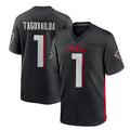 tocy A.Falcons #1 Tua Tagovailoa Player Black Home Game Stitched Jerseys