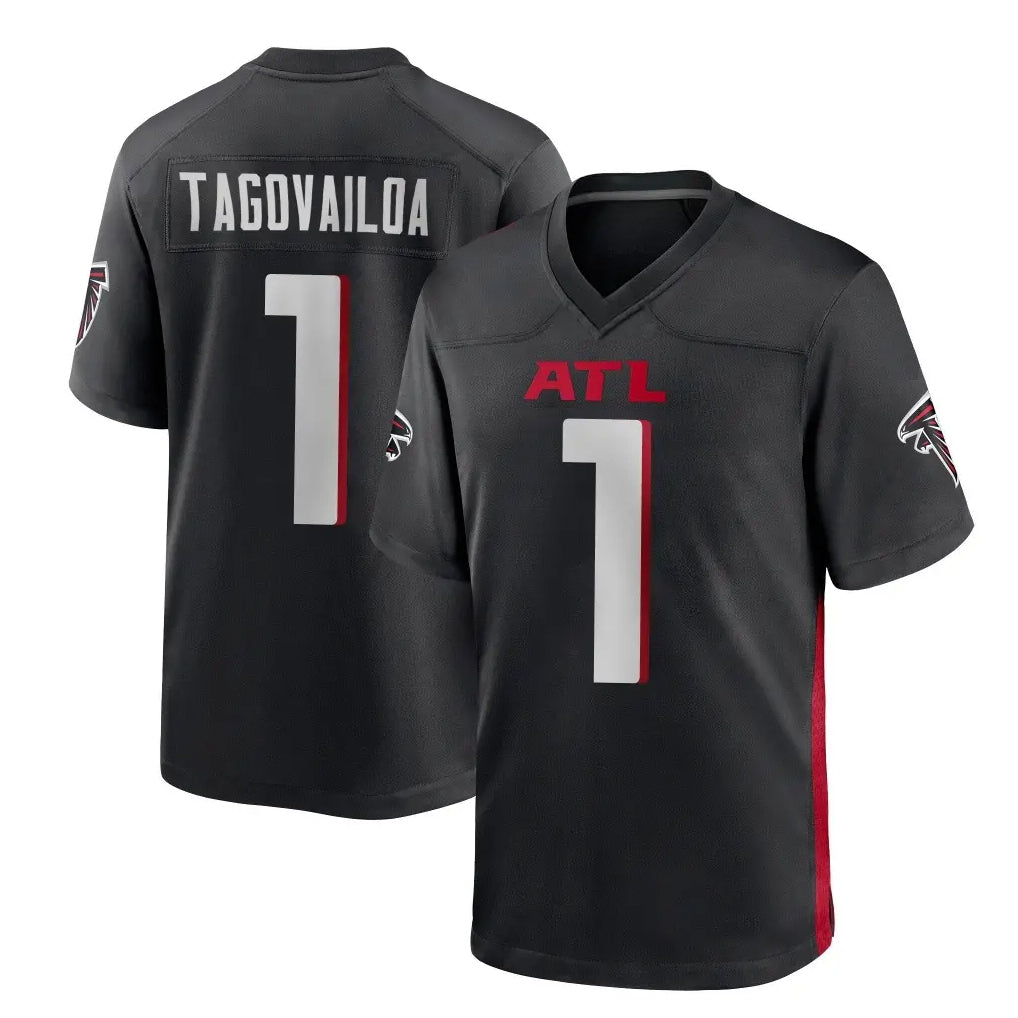 tocy A.Falcons #1 Tua Tagovailoa Player Black Home Game Stitched Jerseys