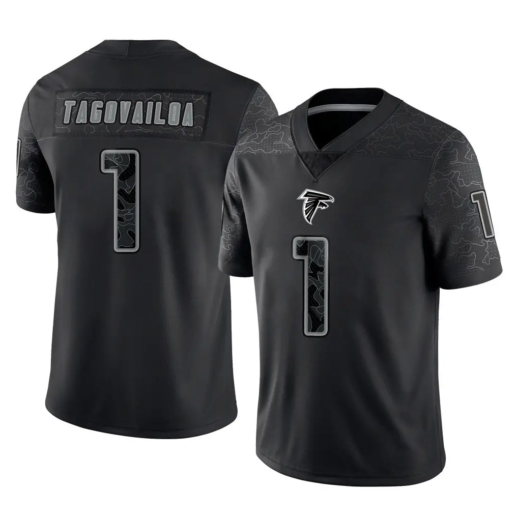 tocy A.Falcons #1 Tua Tagovailoa Player Black RFLCTV Limited Game Stitched Jerseys