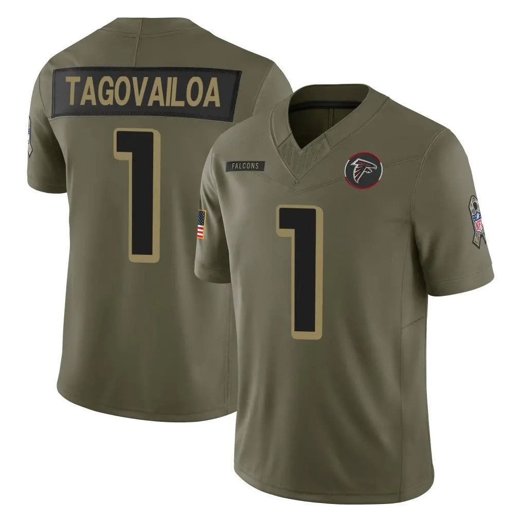 tocy A.Falcons #1 Tua Tagovailoa Player Olive Salute To Service Limited Home Game Stitched Jerseys