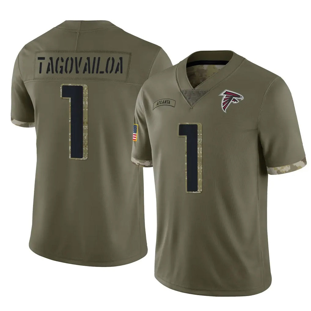 tocy A.Falcons #1 Tua Tagovailoa Player Olive Salute To Service Limited Stitched Jerseys