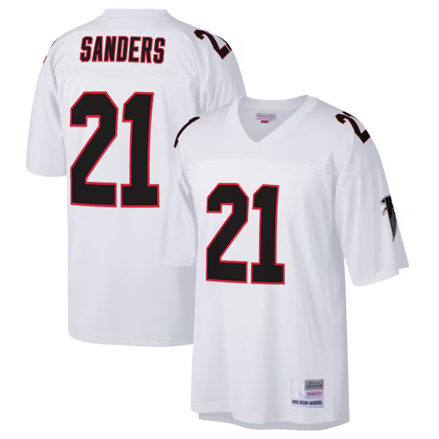 tocy A.Falcons #21 Deion Sanders Mitchell & Ness Big & Tall 1992 Retired Player Stitched Jerseys - White