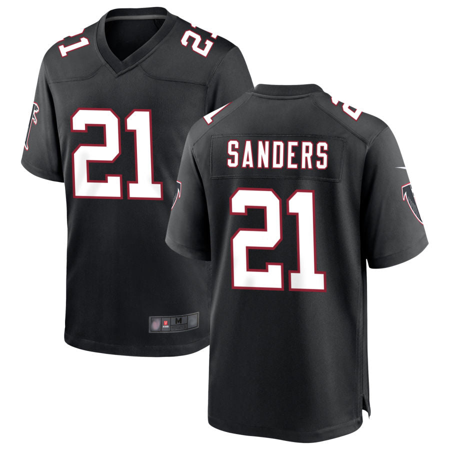tocy A.Falcons #21 Deion Sanders Player Black Throwback Limited Stitched Jerseys