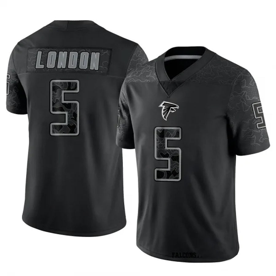 tocy A.Falcons #5 Drake London Player Black RFLCTV Limited Stitched Jerseys