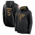 tocy A.Falcons #5 Drake London Player Black Salute to Service Pullover Hoodies Stitched Jerseys