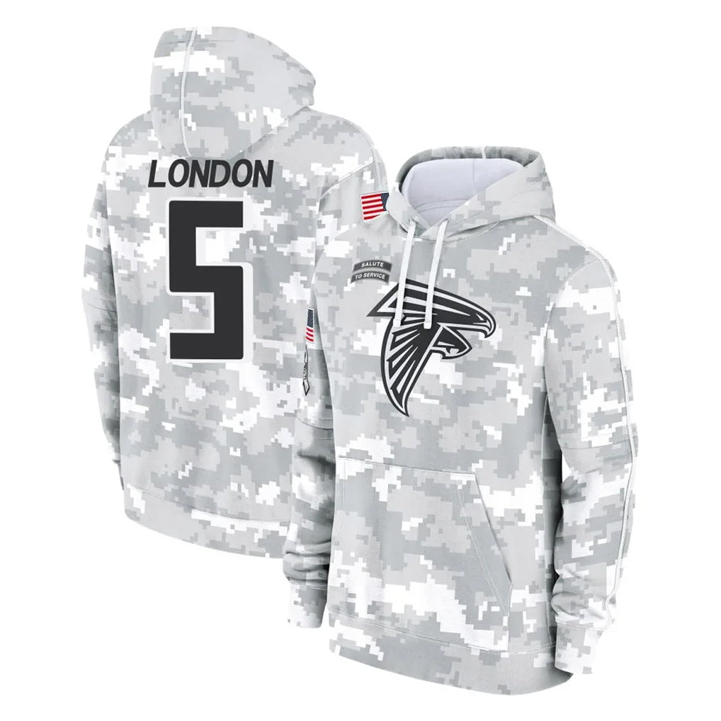 tocy A.Falcons #5 Drake London Player Camo Arctic Salute to Service Hoodies Limited Stitched Jerseys