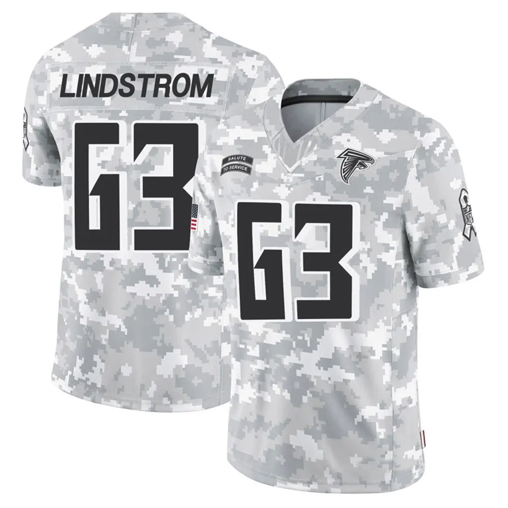 tocy A.Falcons #63 Chris Lindstrom Player Arctic Camo Salute to Service Limited Stitched Jerseys