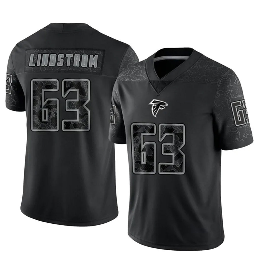tocy A.Falcons #63 Chris Lindstrom Player Black RFLCTV Limited Stitched Jerseys