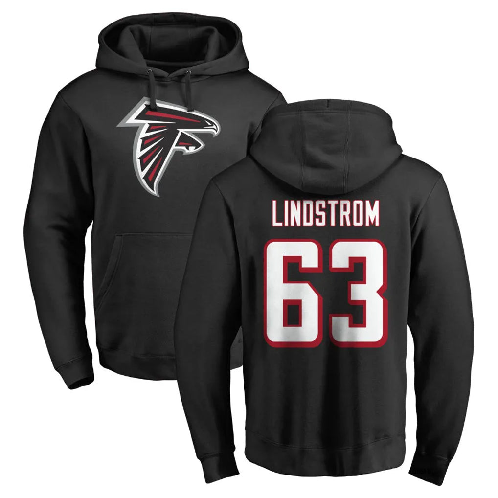 tocy A.Falcons #63 Chris Lindstrom Player Black Salute to Service Hoodies Stitched Jerseys