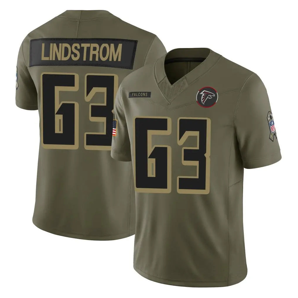 tocy A.Falcons #63 Chris Lindstrom Player Olive Salute To Service Limited Home Game Stitched Jerseys