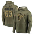 tocy A.Falcons #63 Chris Lindstrom Player Olive Salute to Service Club Fleece Hoodie Stitched Jerseys