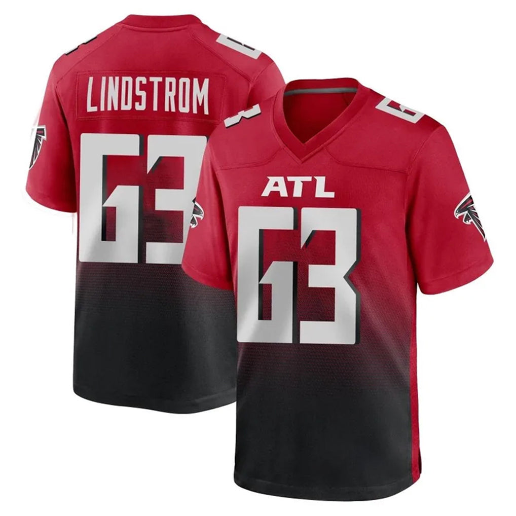tocy A.Falcons #63 Chris Lindstrom Player Red Home Game Stitched Jerseys