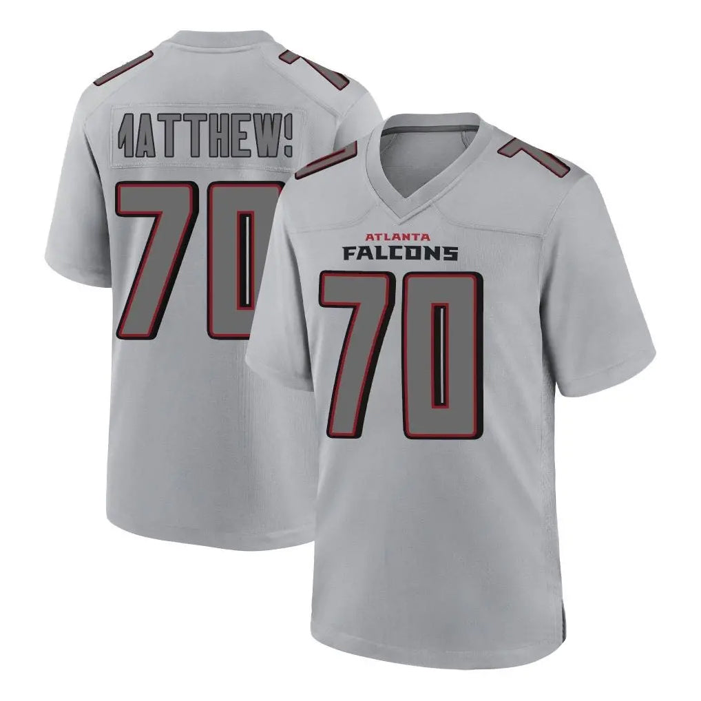tocy A.Falcons #70 Jake Matthews Branch Player Gray Fashion Home Game Stitched Jerseys