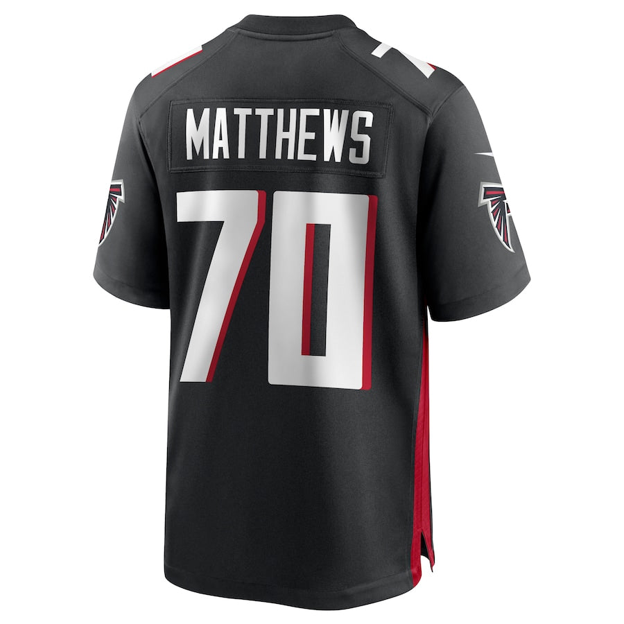 tocy A.Falcons #70 Jake Matthews Player Black Home Game Stitched Jerseys