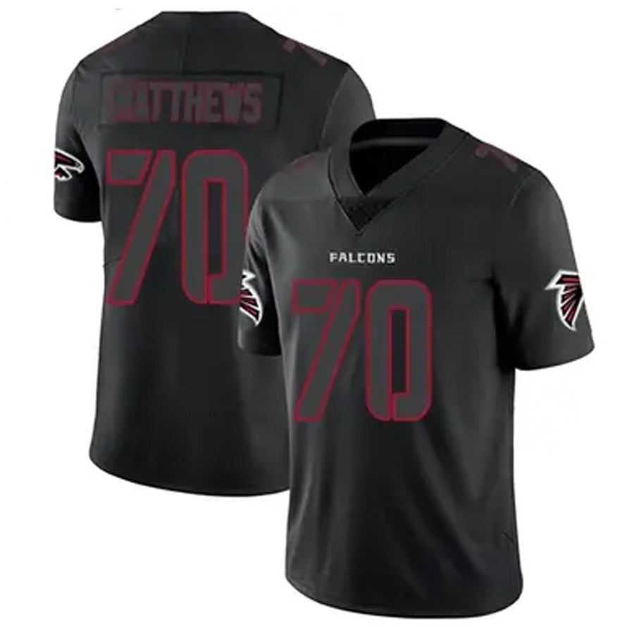 tocy A.Falcons #70 Jake Matthews Player Black Limited Elite Game Stitched Jerseys