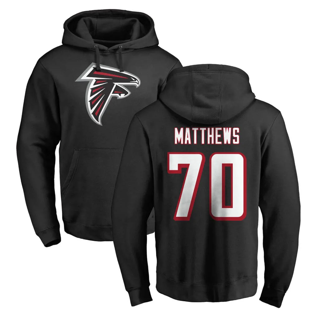 tocy A.Falcons #70 Jake Matthews Player Black Salute to Service Hoodies Stitched Jerseys