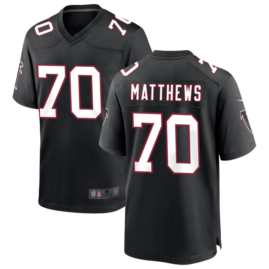 tocy A.Falcons #70 Jake Matthews Player Black Throwback Game Stitched Jerseys
